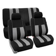 thumbnail image 1 of FH Group Striking Striped Seat Covers fro Auto, 2 Headrest Cover Full Set,  Black and Gray, 1 of 7