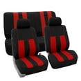 thumbnail image 1 of FH Group Striking Striped Seat Covers fro Auto, 2 Headrest Cover Full Set,  Black and Red, 1 of 6