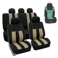 thumbnail image 1 of FH Group Striped Polyester Fabric Car Seat Cover, Universal Beige Full Set Seat Covers with Air Freshener, 1 of 10