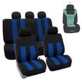 thumbnail image 1 of FH Group Striped Polyester Fabric Car Seat Cover, Universal Blue Full Set Seat Covers with Air Freshener, 1 of 10