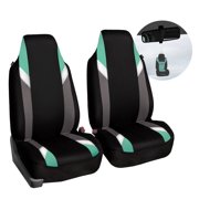 FH Group Supreme Modernistic Flat Cloth Car Seat Cover, Universal Mint Front Set Seat Cover with Air Freshener