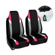 FH Group Supreme Modernistic Flat Cloth Car Seat Cover, Universal Pink Front Set Seat Cover with Air Freshener