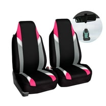 FH Group Supreme Modernistic Flat Cloth Car Seat Cover, Universal Pink Front Set Seat Cover with Air Freshener