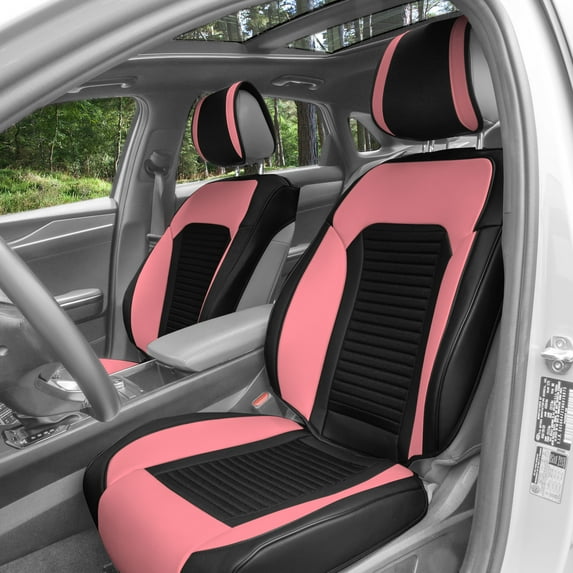 FH Group Tour19 Durable Comfort Faux Leather 3D Mesh Seat Cushions for Car Truck SUV Van – Pink Front Seats