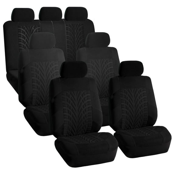 FH Group Travel Master 3 Row Seat Covers Set for 7 Seaters Van SUV Full 3 Row Seat Covers Solid Black