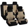 thumbnail image 1 of FH Group Travel Master Seat Covers Airbag Ready & Rear Split 4 Headrests Full Set Black and Beige, 1 of 5