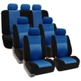 thumbnail image 1 of FH Group Trendy Elegence Airbag Compatible and Split Bench 7 Seaters Car Van Seat Covers, Full Set, Blue and Black, 1 of 5
