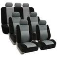 thumbnail image 1 of FH Group Trendy Elegence Airbag Compatible and Split Bench 7 Seaters Car Van Seat Covers, Full Set, Gray and Black, 1 of 5