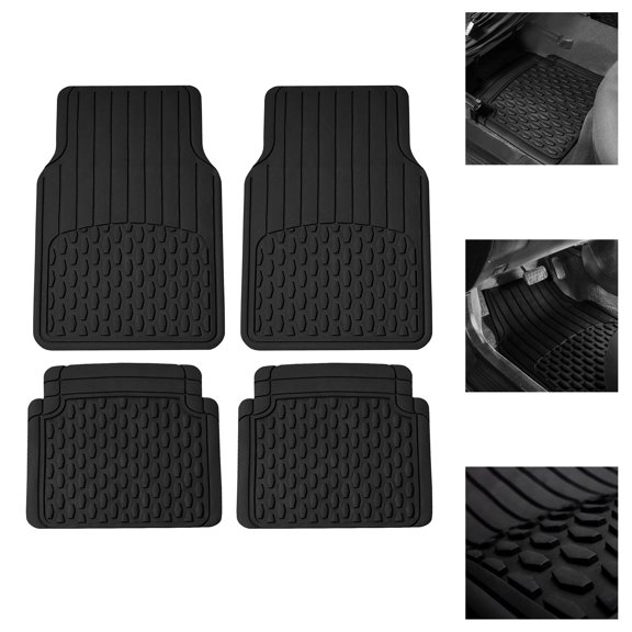 FH Group Universal Fit Trimmable Car Floor Mats Full Set Black w/ Air Freshener