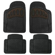 FH Group Trimmable ClimaProof Rubber Floor Mats With Footprint Design Brown/Black – Full Set