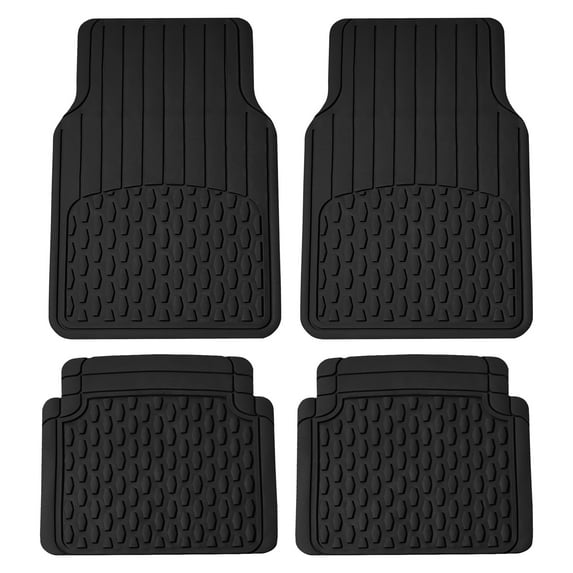 FH Group Universal Fit Trimmable Rubber Car Floor Mats for SUV - Full Set Black