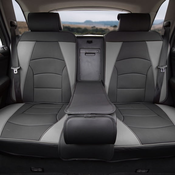 FH Group Ultra Comfort High Grade Leather Seat Covers For Car Truck SUV Van - Rear Set