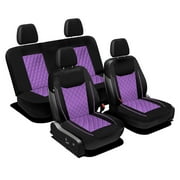 FH Group Ultra Modern Quilted Leatherette Car Seat Covers, Universal Fit Purple Full Set with Air Freshener