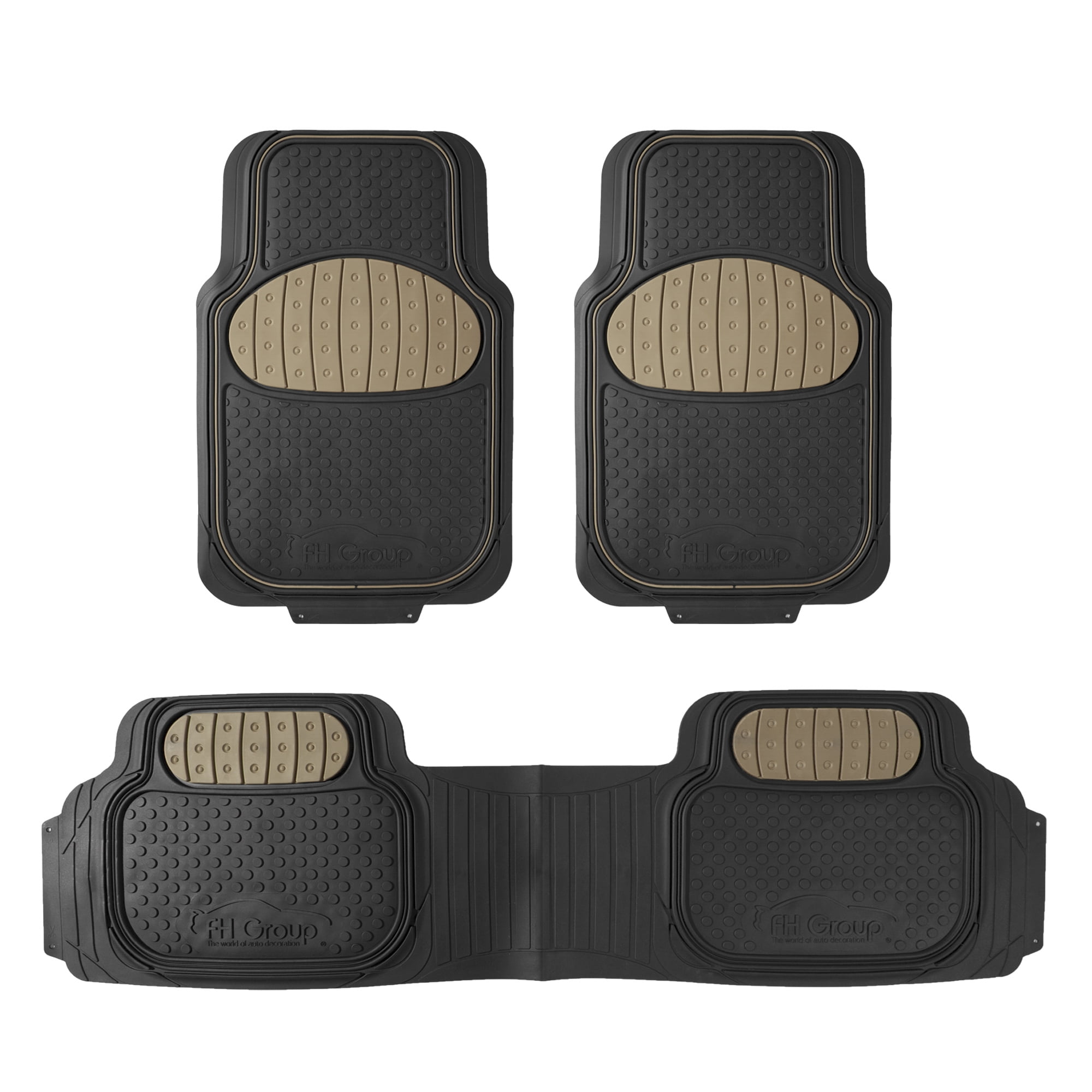 FH Group Universal Auto Floor Mats Full Set 3pcs for Car SUV Vans