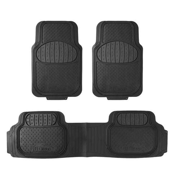 FH Group Universal Auto Floor Mats Full Set 3pcs for Car SUV Vans F11500Black