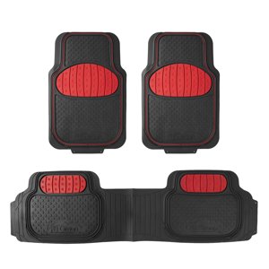 FH Group Universal Rubber Floor Mats, Red, 3-Piece