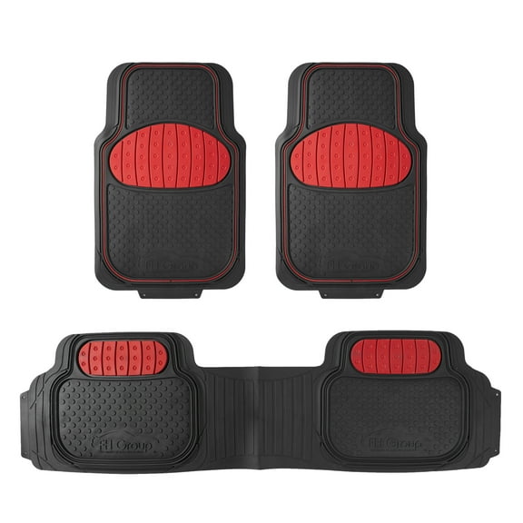 FH Group Universal Auto Floor Mats Full Set 3pcs for Car SUV Vans F11500Red