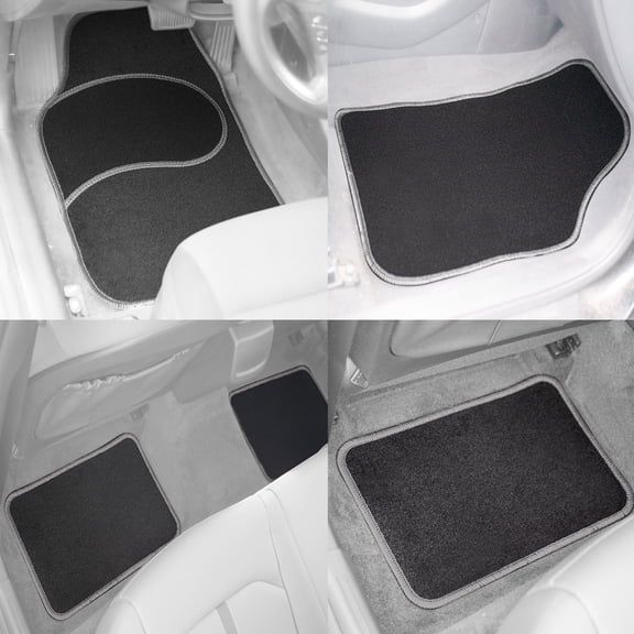FH Group Universal Carpet Floor Mats with Colorful Stitching (Full Set for Cars, Coupes, and Small SUVs