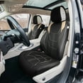 thumbnail image 1 of FH Group Universal Deluxe Faux Leather Car Seat Covers w Contrast Stitching Fit for Cars, Trucks, SUVs or Van –  Biege Front Seats, 1 of 8