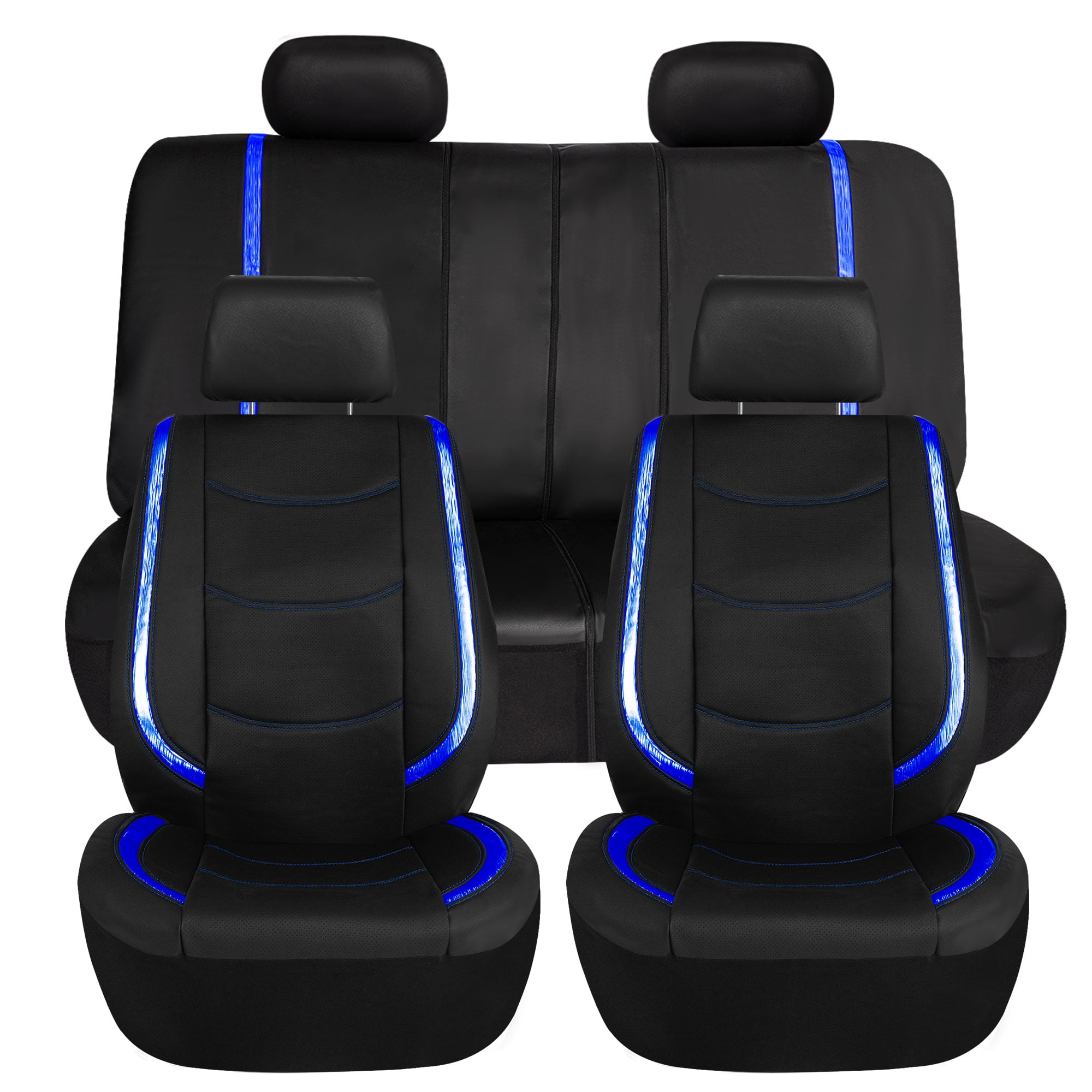 FH Group Universal  Faux Leather Fit Gallaxy13 Metallic Car Seat Covers for SUV, Sedan, Van - Full Set