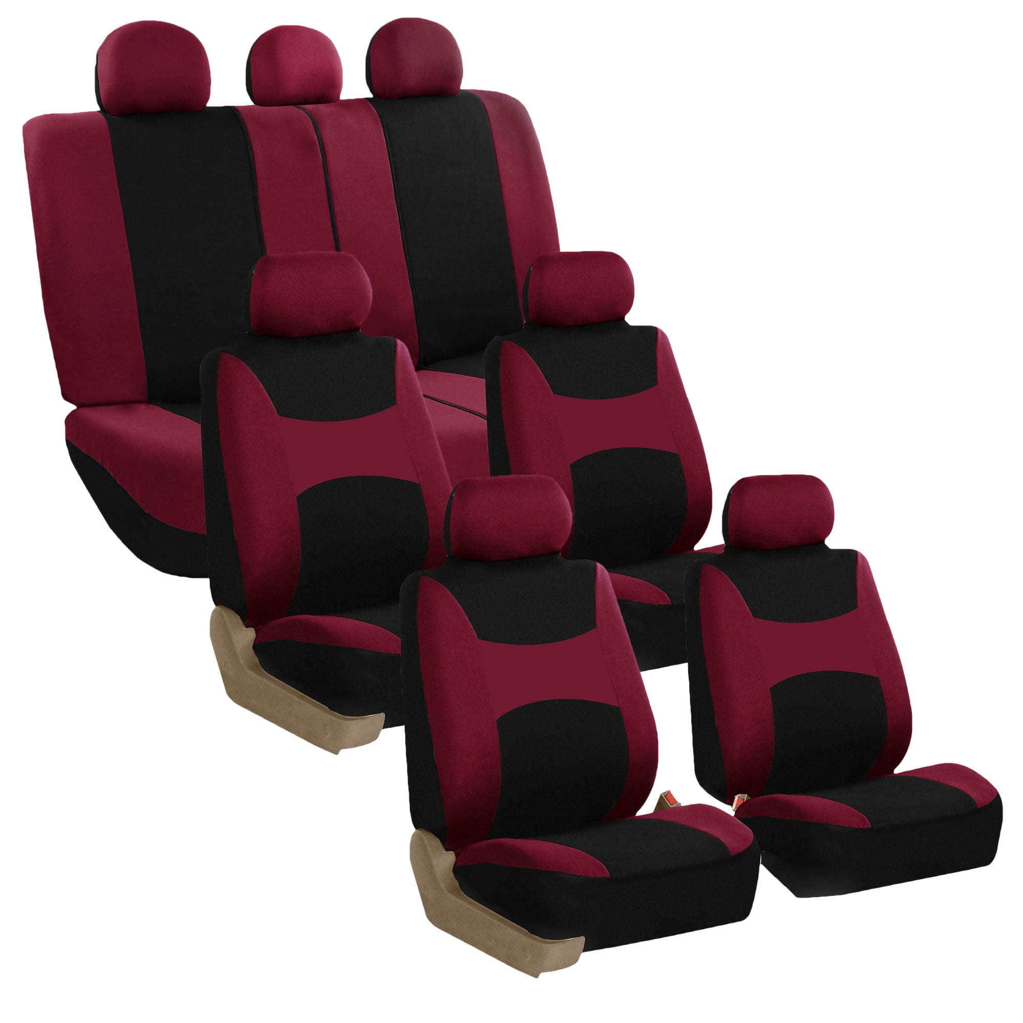 FH Group Universal Fit 3 Rows Flat Cloth Car Seat Covers for Auto