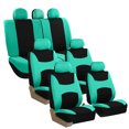 thumbnail image 1 of FH Group Universal Fit 3 Rows Flat Cloth Car Seat Covers for Auto Trucks SUV, Split Benches - 7 Seaters Mint, 1 of 9