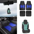 thumbnail image 1 of FH Group Universal Fit 4-Piece Full Set  Floor Mats 2 Tone Blue Black w/ Free Air Freshener, 1 of 9