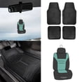 thumbnail image 1 of FH Group Universal Fit 4-Piece Full Set  Floor Mats 2 Tone Solid Black w/ Free Air Freshener, 1 of 9