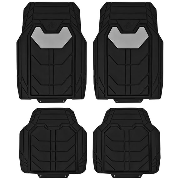 FH Group Universal Fit Bold Geometric Car Floor Mats with Trimmable Design - Gray Full Set