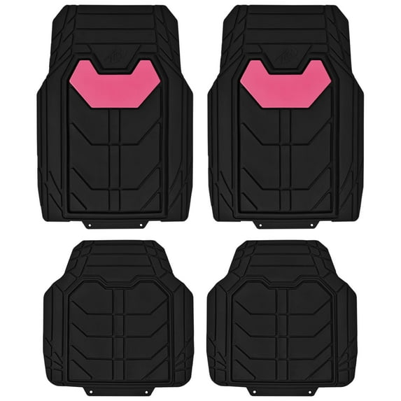 FH Group Universal Fit Bold Geometric Car Floor Mats with Trimmable Design - Pink Full Set