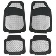 FH Group Universal Fit Car Floor Mats Metallic Rubber Mats Full Set - Silver F11315SILVER