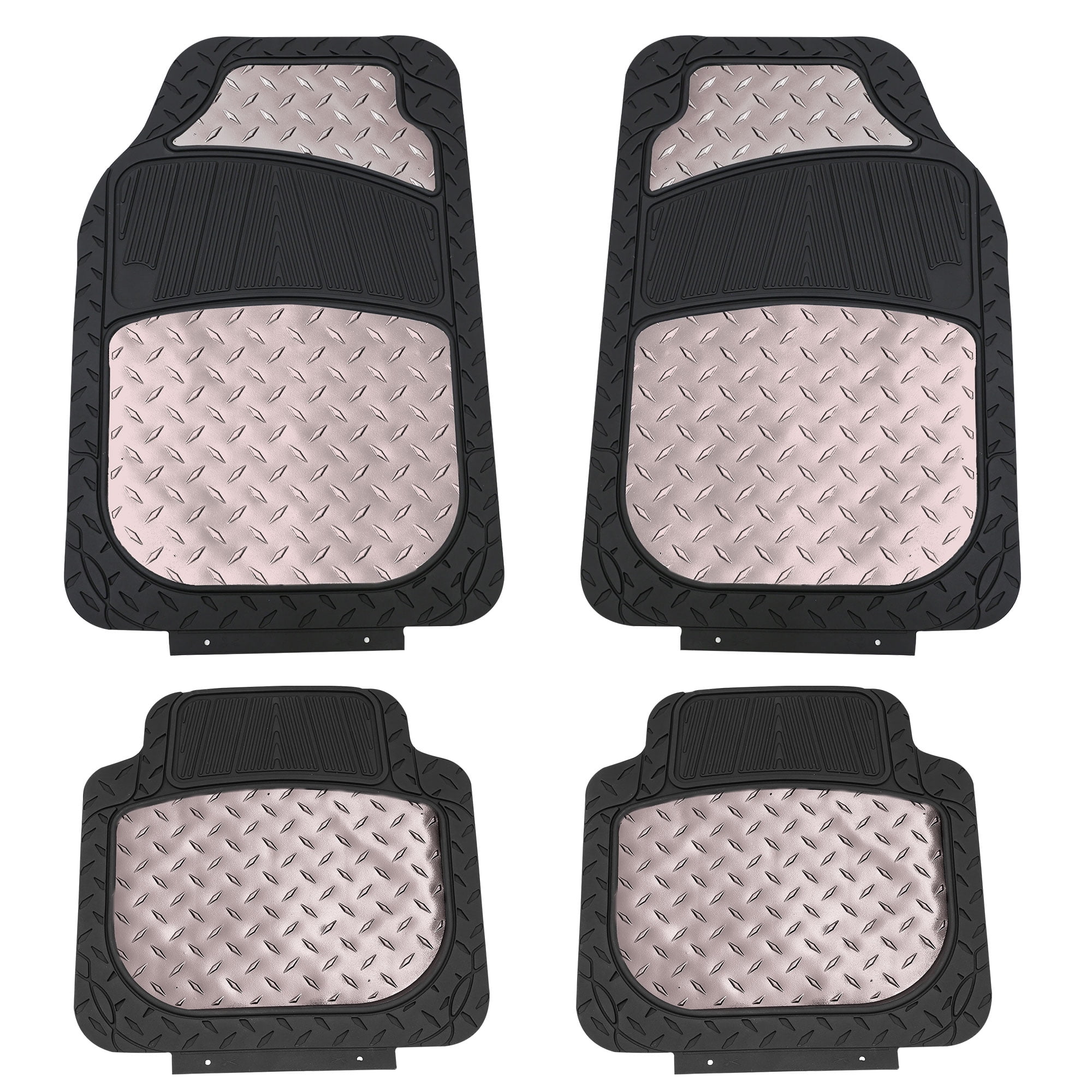 FH Group Universal Fit Car Floor Mats Metallic Rubber Mats Full Set - Space  Gray F11315SPACEGRAY 