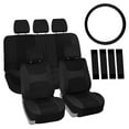 thumbnail image 1 of FH Group Universal Fit Cloth Car Seat Covers w/ Steering Cover & Belt Pads Full Set Black, 1 of 11