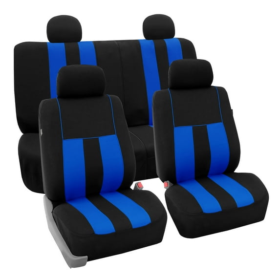 FH Group Universal Fit Cloth Striking Striped Car Seat Covers for Auto, SUV, VAN Airbag Compatible, Easy to Install, UV-Resistant & Durable - Full Set
