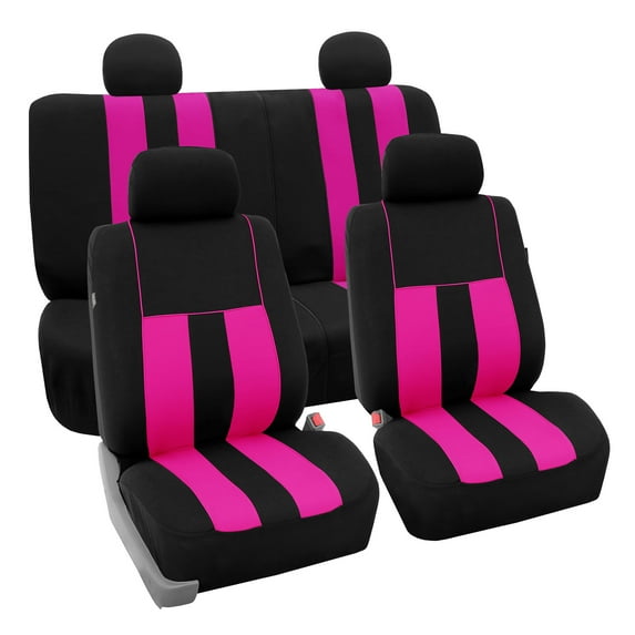 FH Group Universal Fit Cloth Striking Striped Car Seat Covers for Auto, SUV, VAN Airbag Compatible, Easy to Install, UV-Resistant & Durable - Full Set
