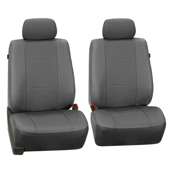 FH Group Universal Fit Deluxe Leatherette Padded Seat Covers For Car Truck SUV Van - Gray Front Set
