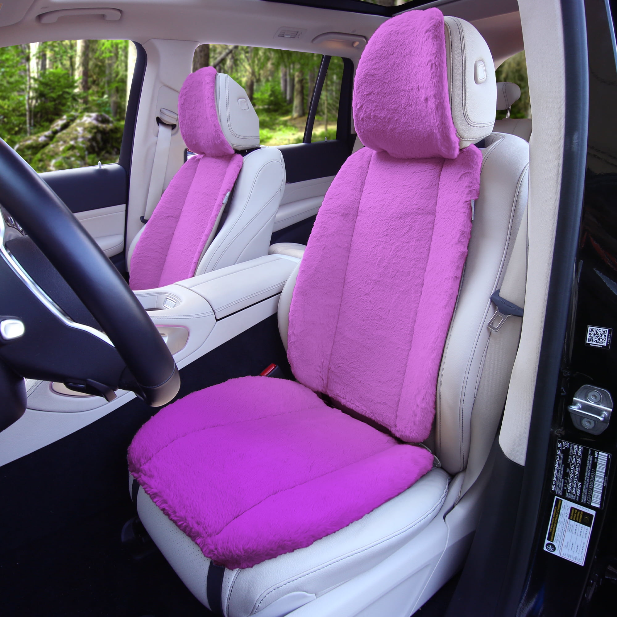 FH Group Universal Fit Doe16 Faux Cozy Soft Fluffy Warm Fur Car Seat Cushions Fit For Car Truck SUV Van Comfortable Warmth Breathable Front Set Walmart Business Supplies