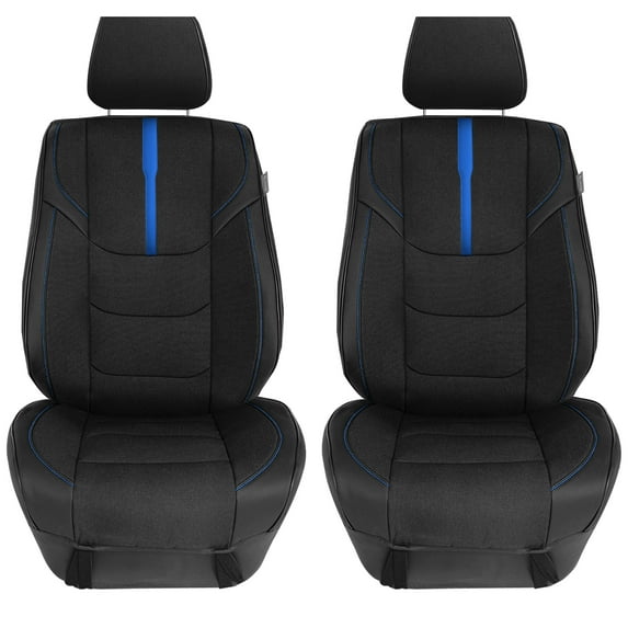FH Group Universal Fit Faux Leather Car Seat Covers, Low Back Seat for SUV, Sedan, Van - Blue Front Seats