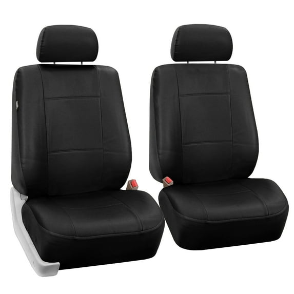 FH Group Universal Fit Faux Leather Car Seat Covers, Waterproof Front Set - Black PU002102BLACK