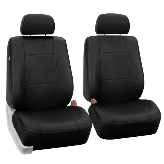 FH Group Universal Fit Faux Leather Car Seat Covers, Waterproof Front Set - Black PU002102BLACK