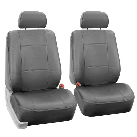 FH Group Universal Fit Faux Leather Car Seat Covers, Waterproof Front Set - Solid Gray PU002102SOLIDGRAY