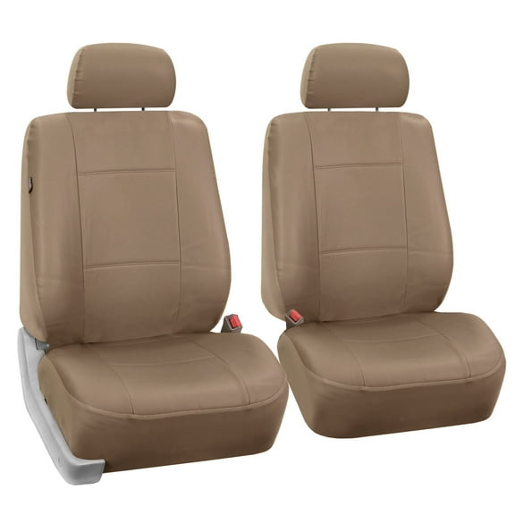 FH Group Universal Fit Faux Leather Car Seat Covers, Waterproof Front Set - Tan PU002102TAN