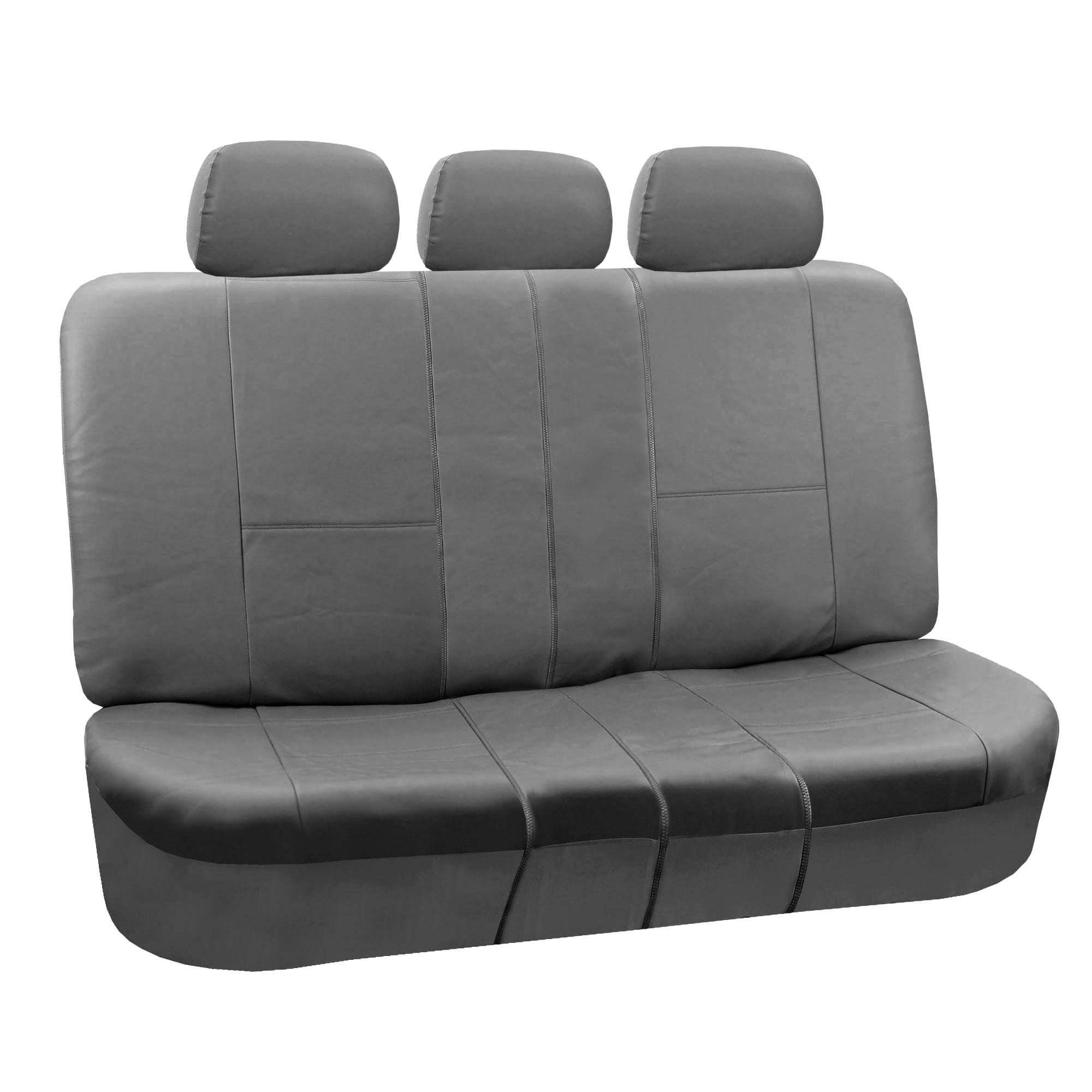 FH Group Universal Fit Faux Leather Car Seat Covers, Waterproof Rear Set Gray PU002013GRAY