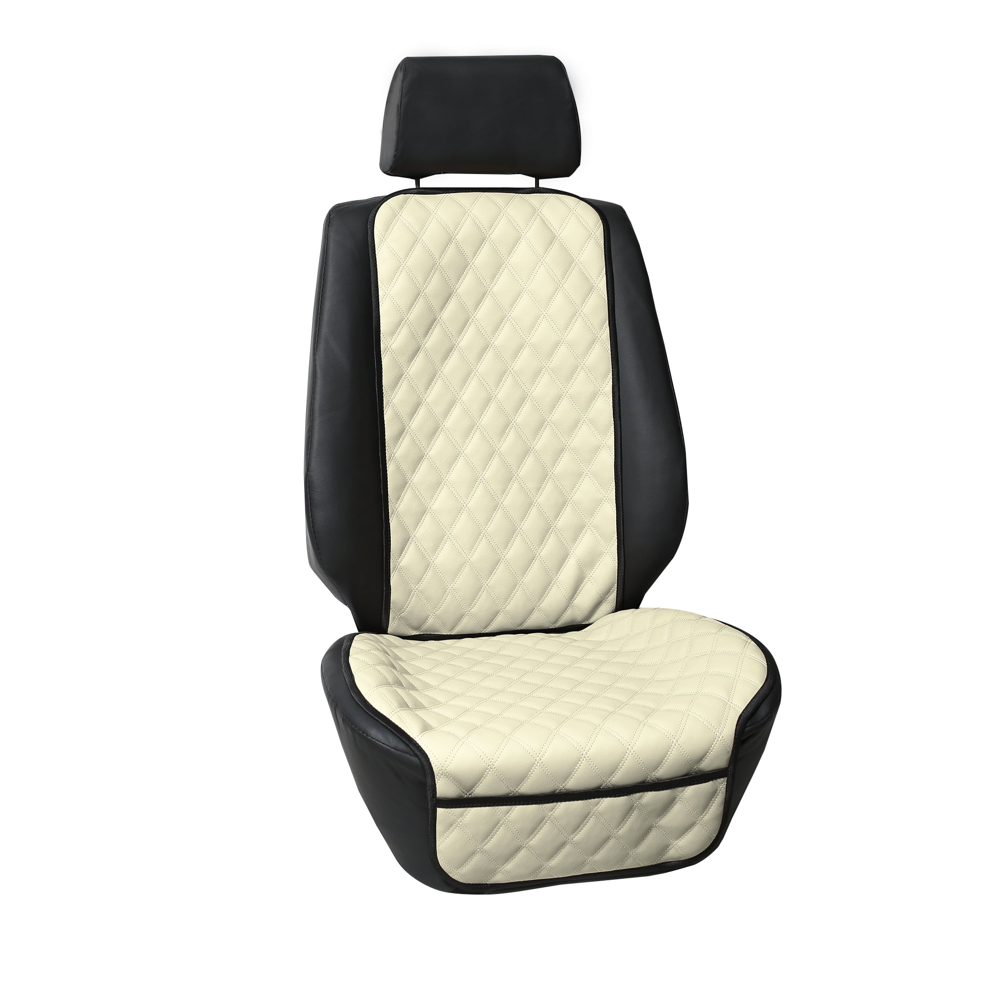 Universal Fit Beige Faux Leather Front Seat Protector