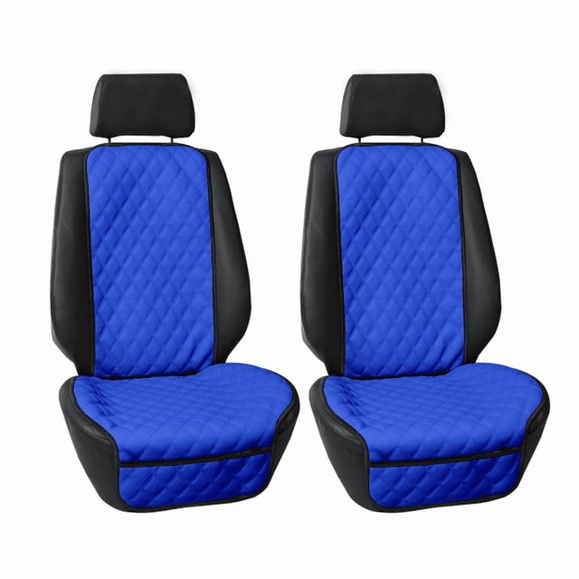 FH Group Universal Fit Faux Leather Seat Cushion Cover Pad Protectors Front - Blue 2Pc