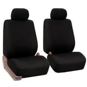 FH Group Universal Fit Flat Cloth Car Seat Covers Anti-Slip Design Front Set -Black FB050102BLACK