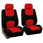 FH Group Universal Fit Flat Cloth Car Seat Covers Anti-Slip Design Front Set - Red FB050102RED