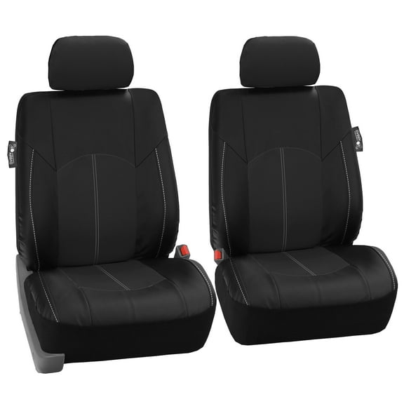 FH Group Universal Fit Perforated Leather Car Seat Covers Black - Front Set