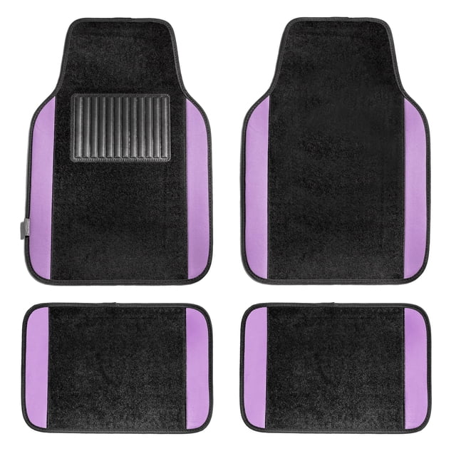 FH Group F14407PURPLE Universal Non-Slip 4pcs Carpet Purple Car Floor Mats w. Air Freshener