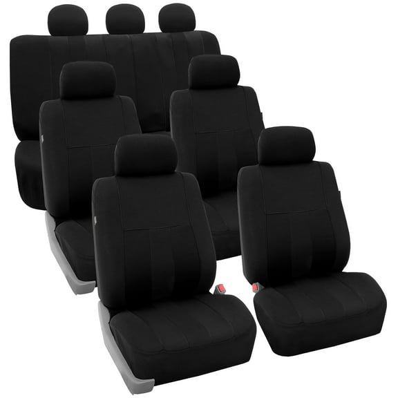 FH Group Universal Fit Seat Covers for SUV, Sedan, Van , Airbag Compatible, Split Bench Rear Seat - 7 Seaters Black